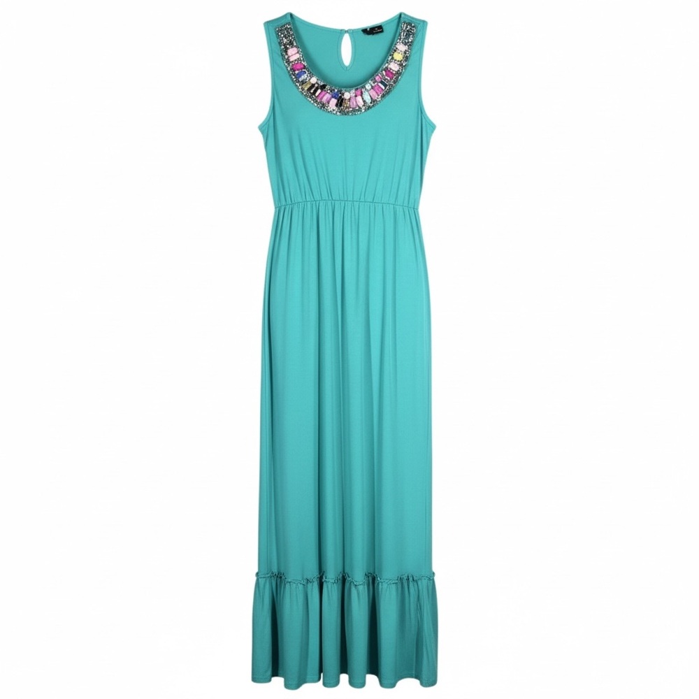 New Directions teal sleeveless maxi dress